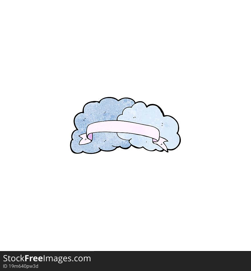 cartoon cloud with scroll banner