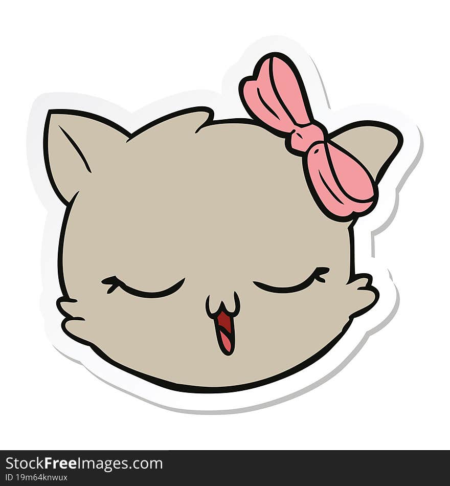 Sticker Of A Cartoon Cat Face