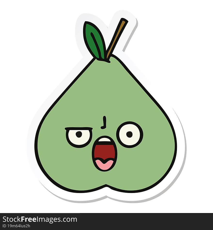 sticker of a cute cartoon green pear