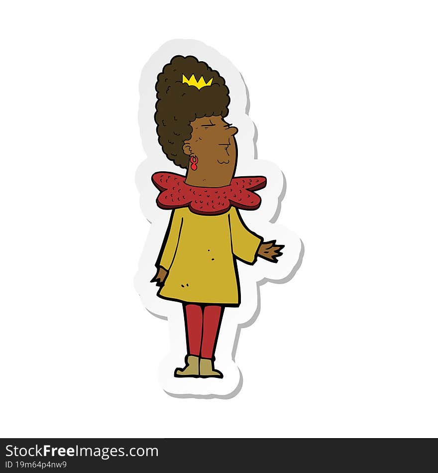 sticker of a cartoon queen