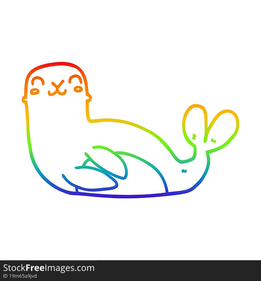 rainbow gradient line drawing cartoon seal