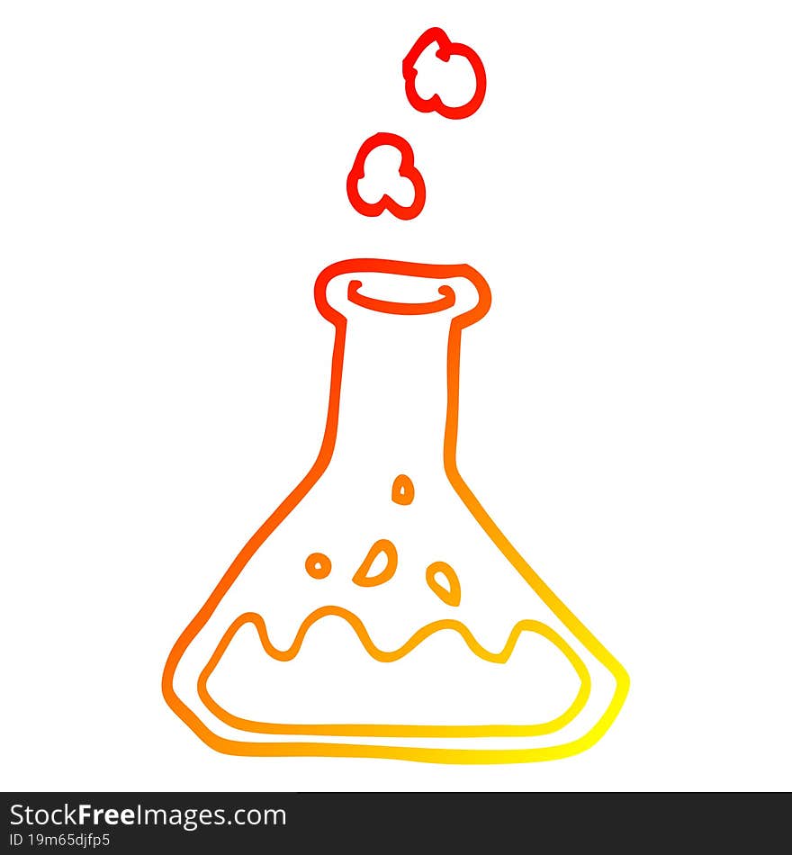 warm gradient line drawing cartoon chemicals in bottle