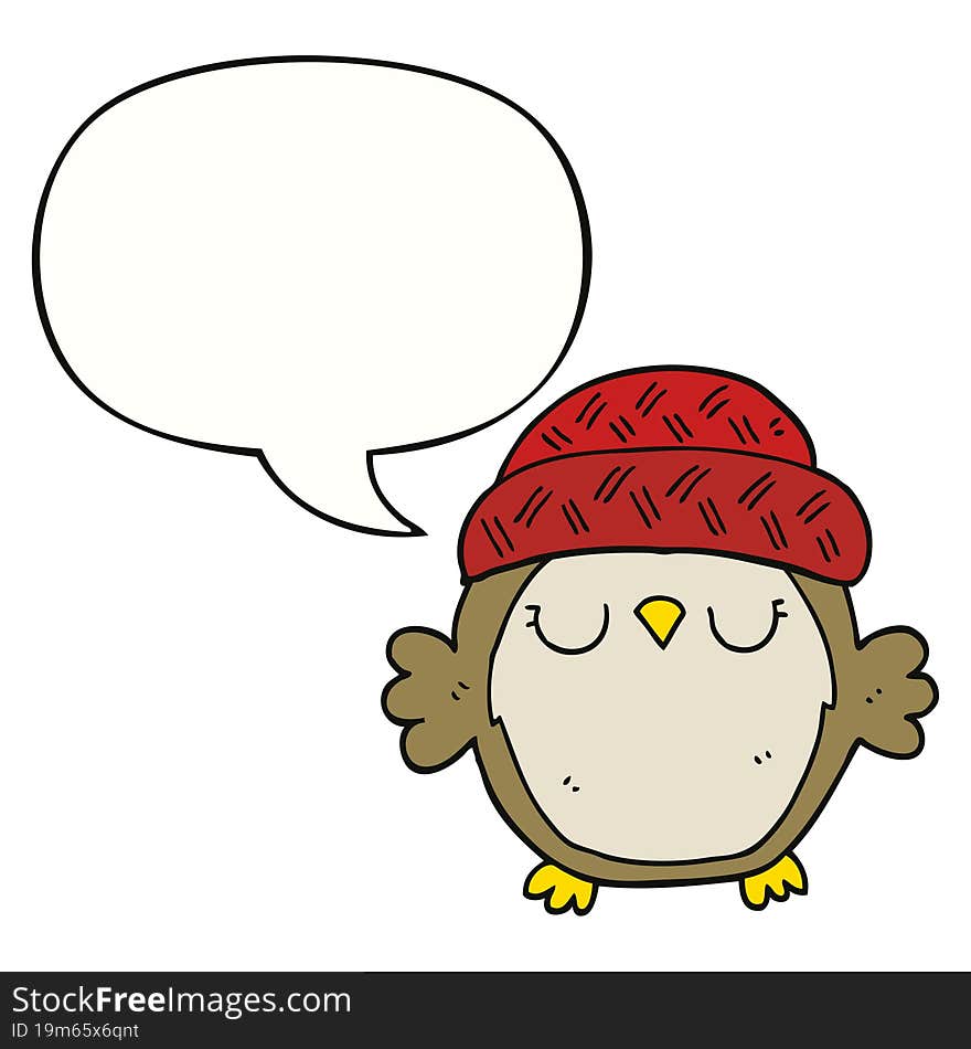 cute cartoon owl in hat with speech bubble. cute cartoon owl in hat with speech bubble