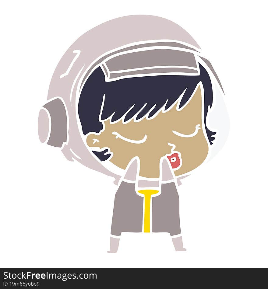 Shy Flat Color Style Cartoon Pretty Astronaut Girl