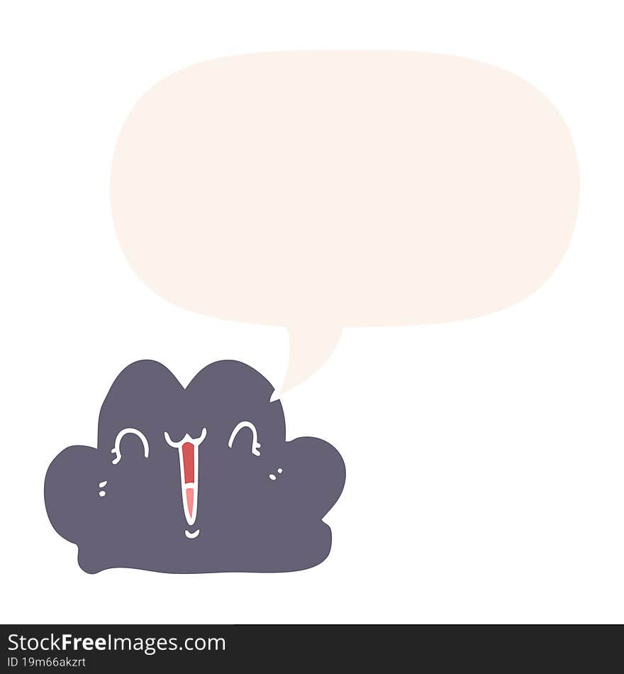 cute cartoon cloud and speech bubble in retro style