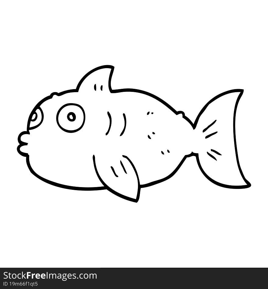 line drawing cartoon surprised fish