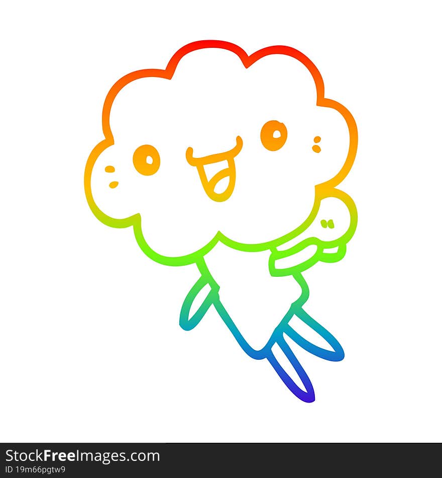 rainbow gradient line drawing cartoon cloud head creature