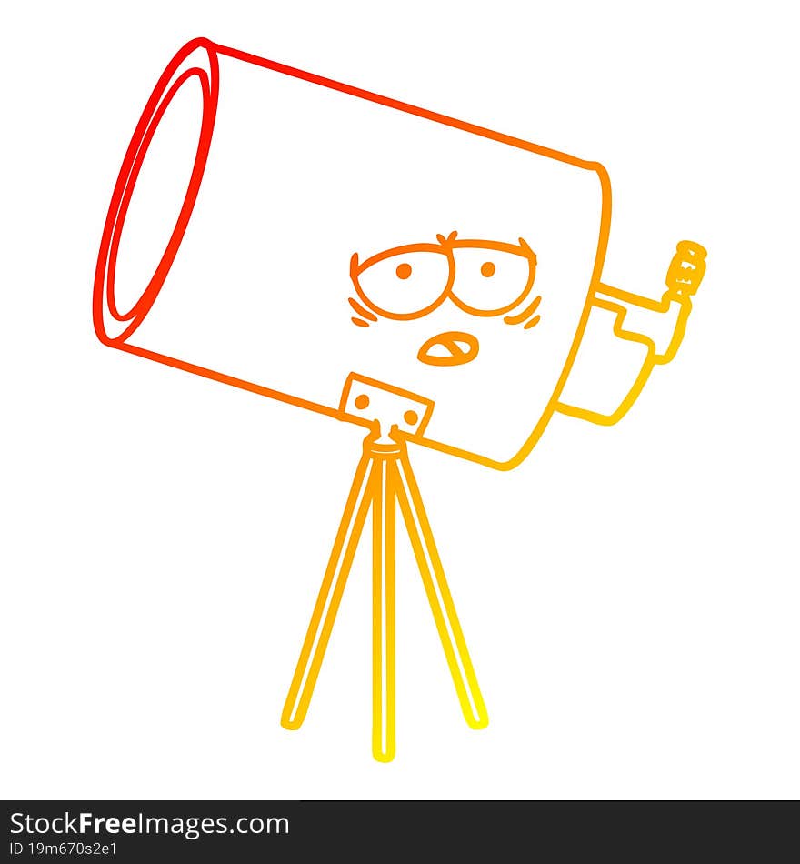 warm gradient line drawing cartoon bored telescope with face