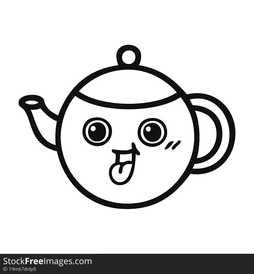 line drawing cartoon tea pot