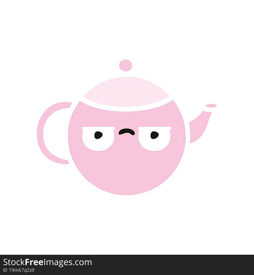 flat color retro cartoon teapot