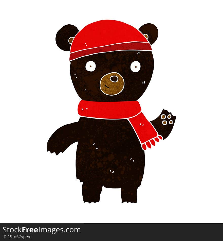 cartoon waving black bear