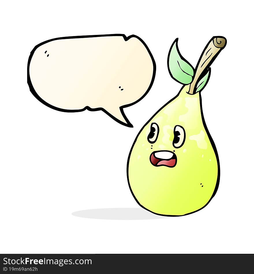 cartoon pear with speech bubble