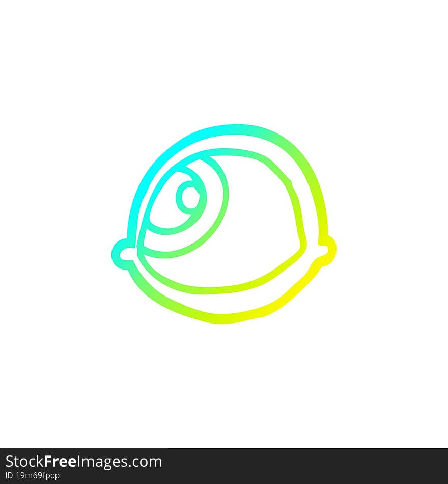 cold gradient line drawing of a spooky staring eyeball cartoon