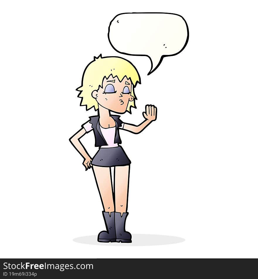 Cartoon Cool Girl With Speech Bubble