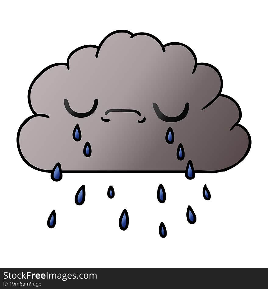 gradient cartoon of cute crying cloud