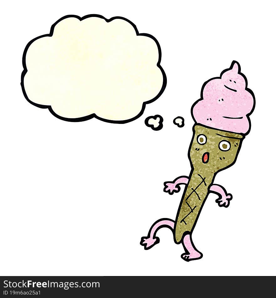 Cartoon Ice Cream With Thought Bubble