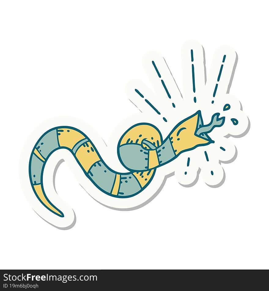 sticker of tattoo style hissing snake