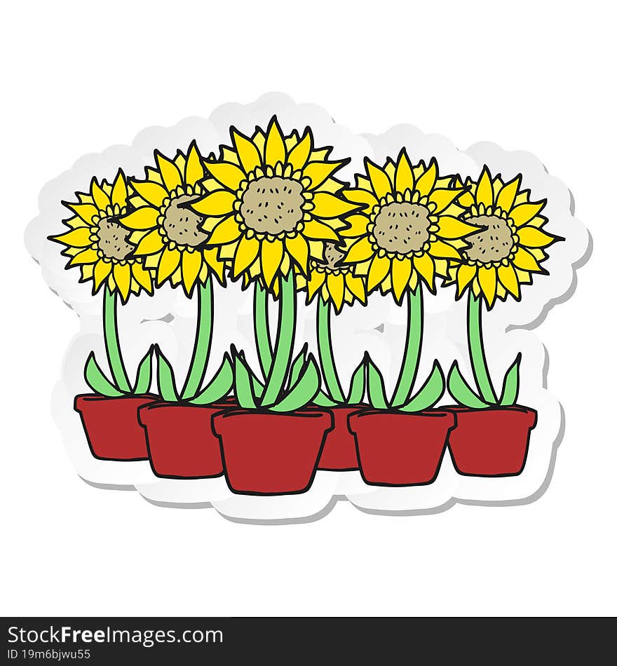 sticker of a cartoon sunflowers