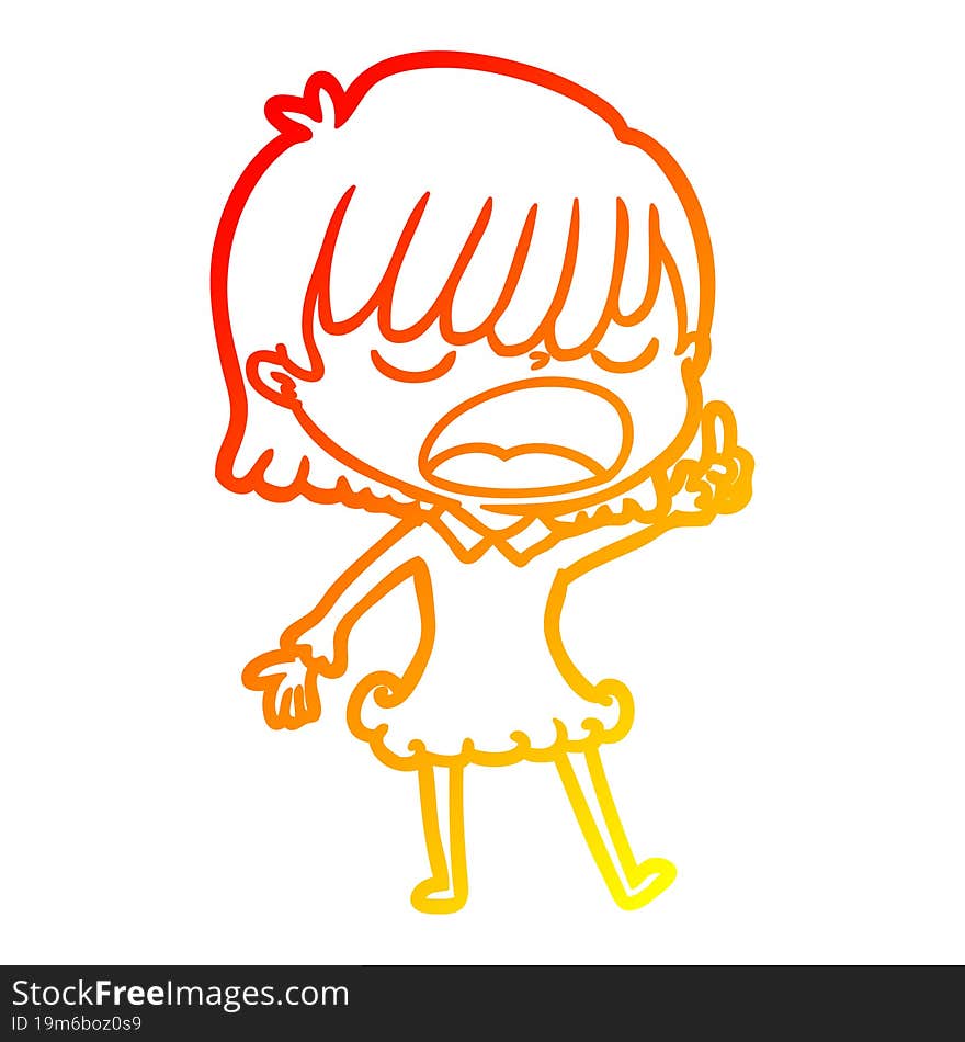 warm gradient line drawing cartoon woman talking loudly