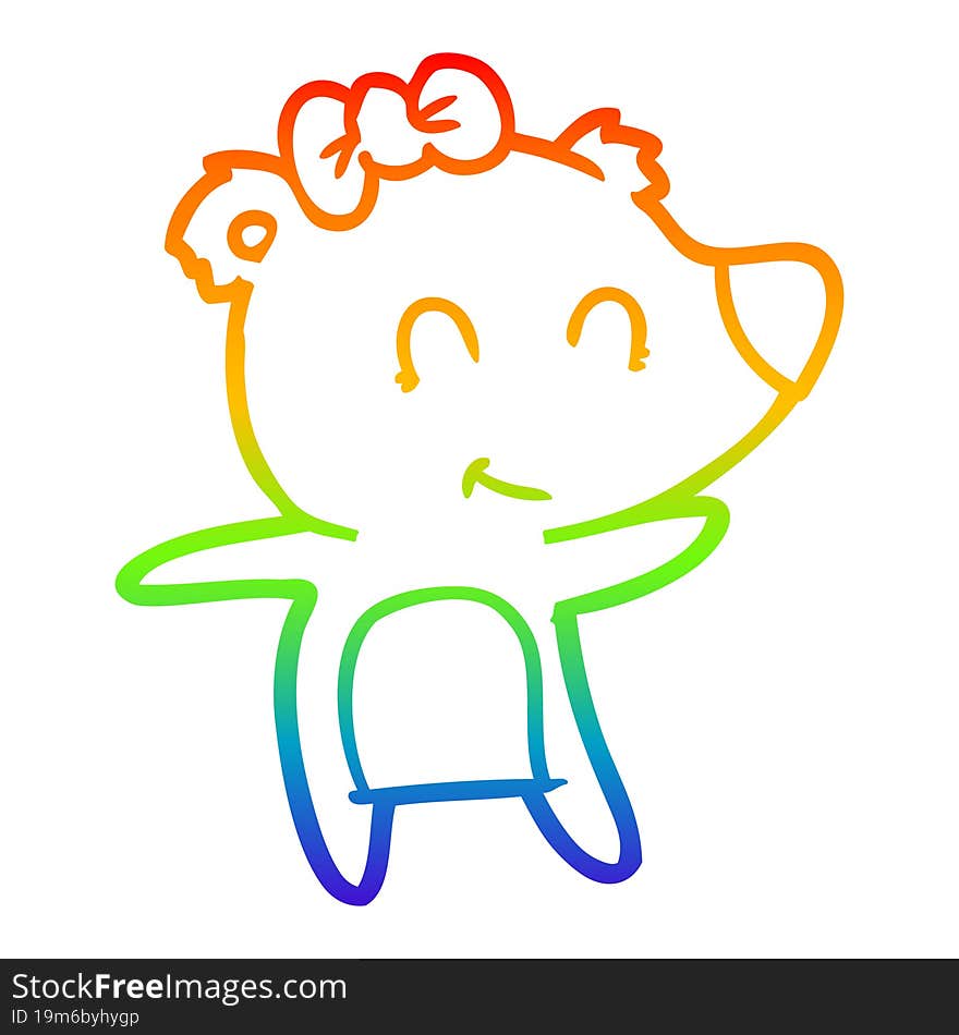 rainbow gradient line drawing female bear cartoon