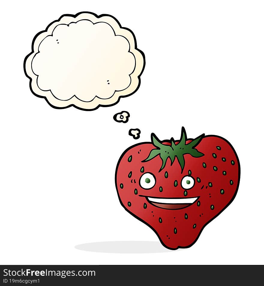 Cartoon Strawberry With Thought Bubble