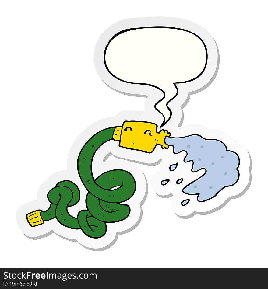 cartoon hosepipe with speech bubble sticker. cartoon hosepipe with speech bubble sticker