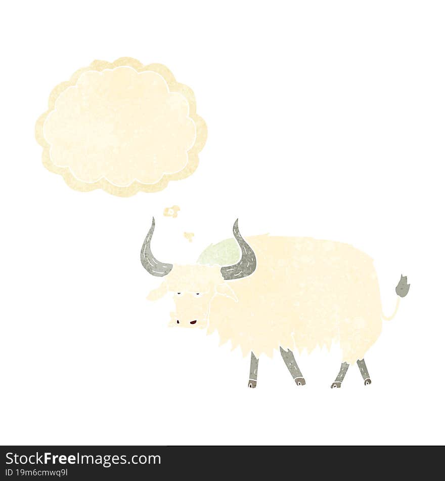 Cartoon Annoyed Hairy Ox With Thought Bubble