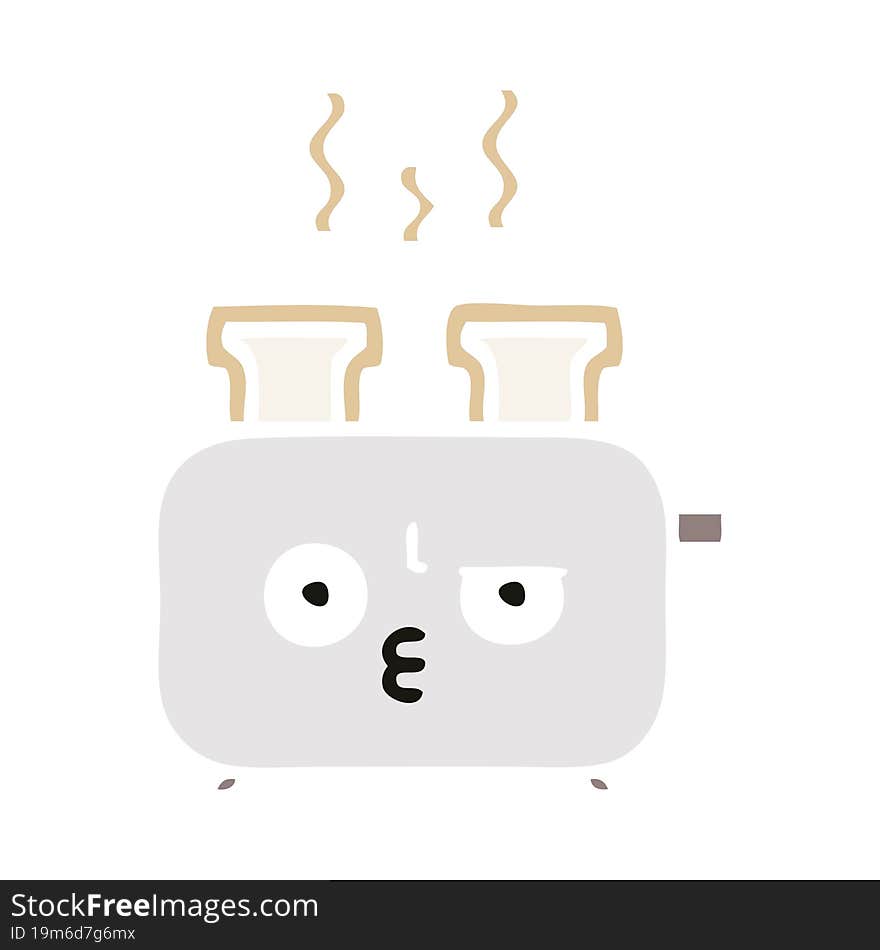 flat color retro cartoon of a toaster