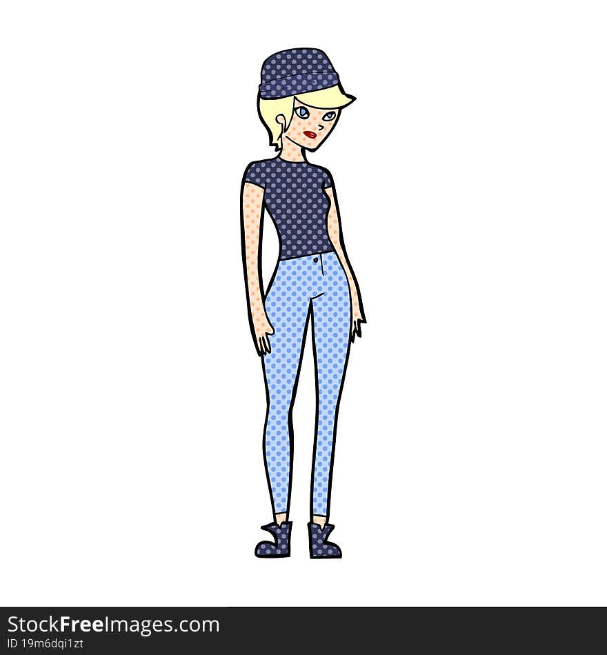 cartoon woman wearing hat. cartoon woman wearing hat