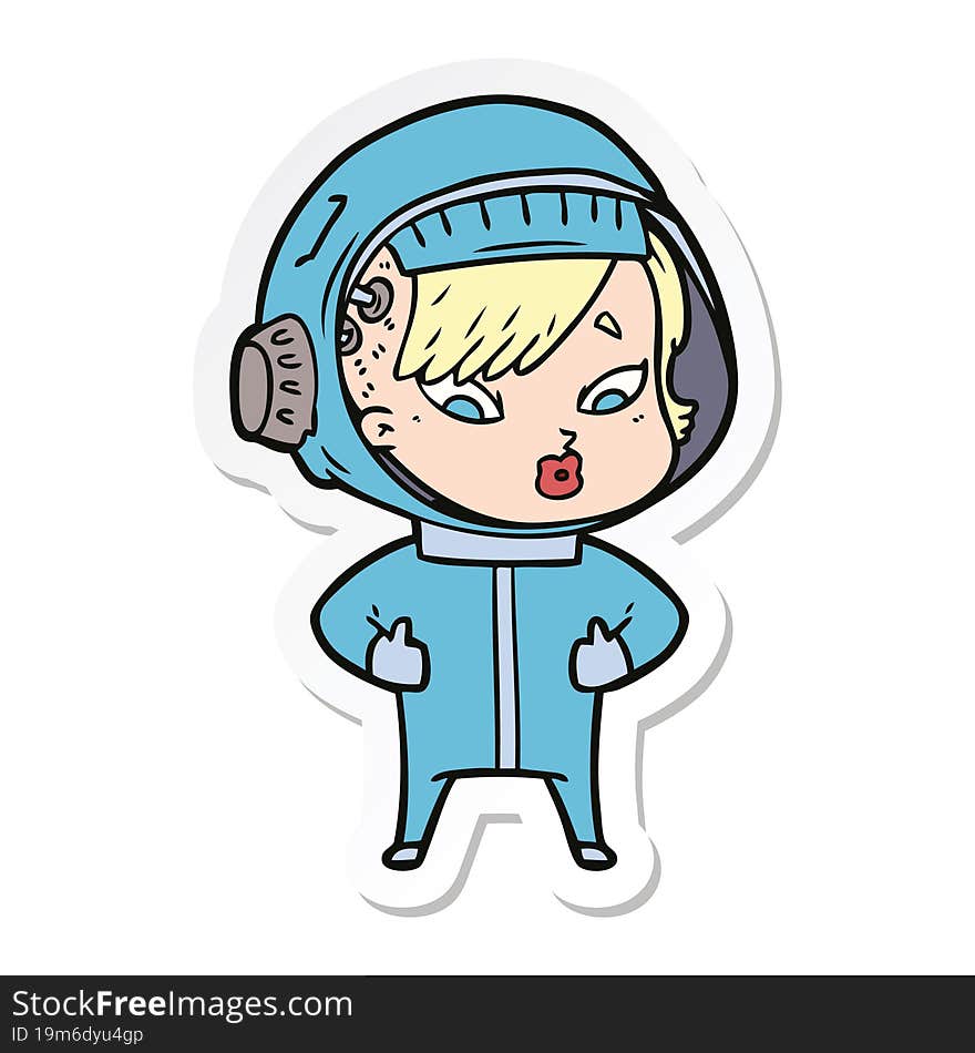 sticker of a cartoon astronaut woman