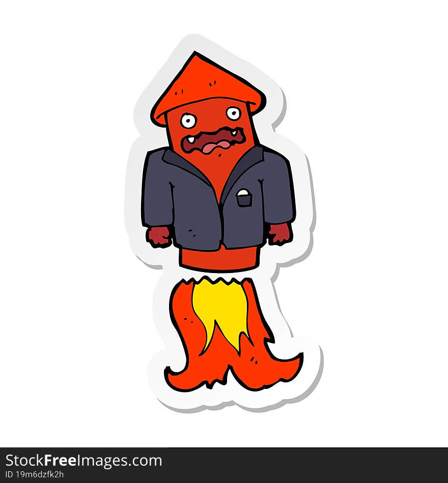 sticker of a cartoon firework in business suit