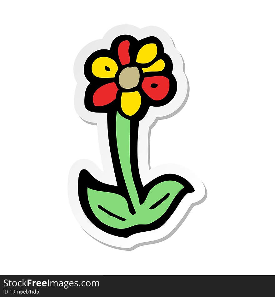 sticker of a cartoon flower symbol