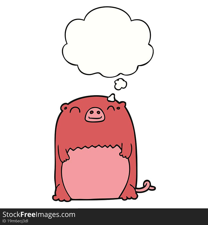 cartoon creature with thought bubble. cartoon creature with thought bubble