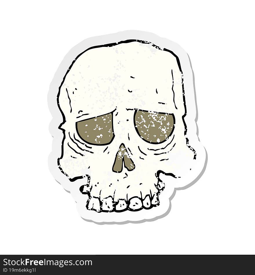 Retro Distressed Sticker Of A Cartoon Spooky Skull