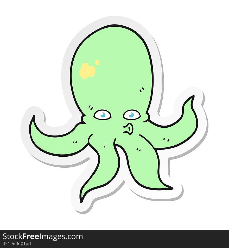 sticker of a cartoon octopus