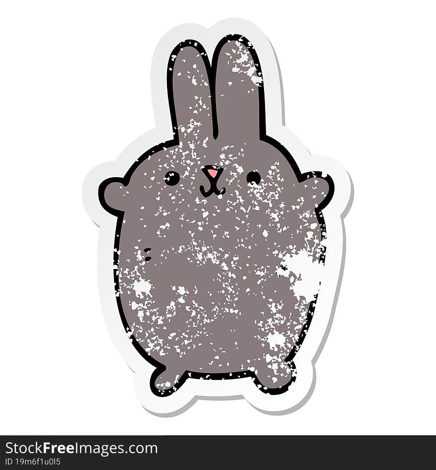 Distressed Sticker Of A Cartoon Rabbit