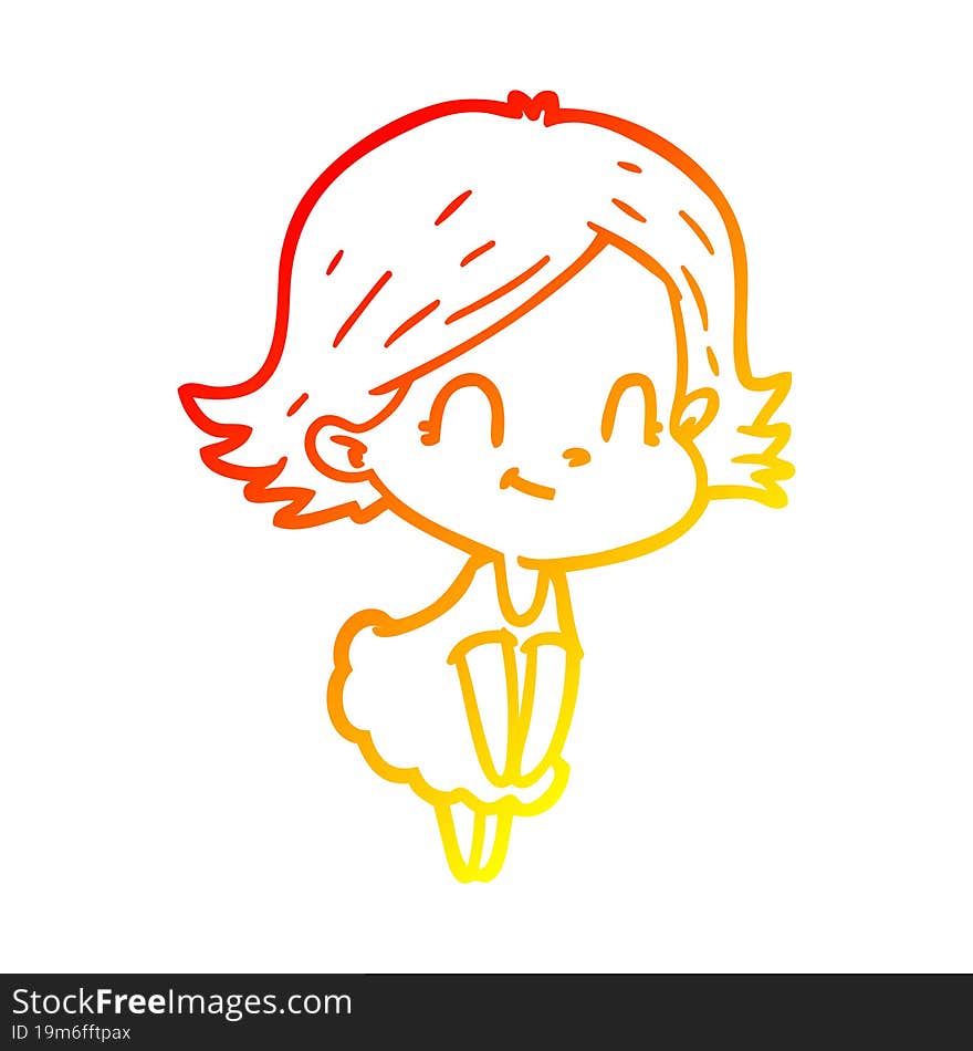 warm gradient line drawing cartoon friendly girl