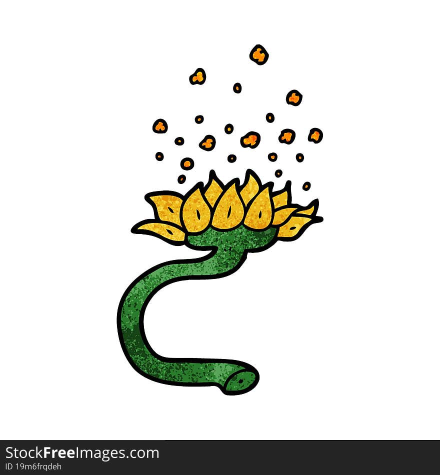 cartoon flower releasing pollen. cartoon flower releasing pollen