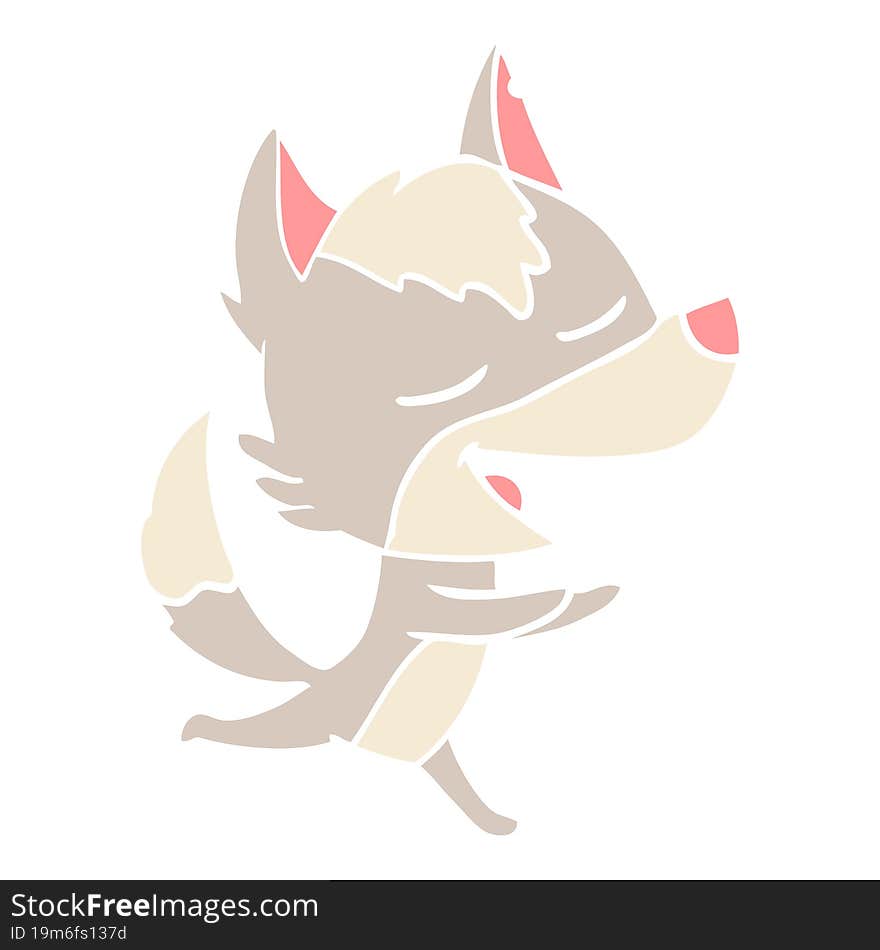 flat color style cartoon wolf laughing