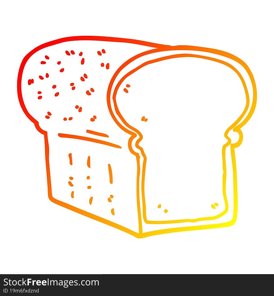 warm gradient line drawing of a cartoon loaf of bread