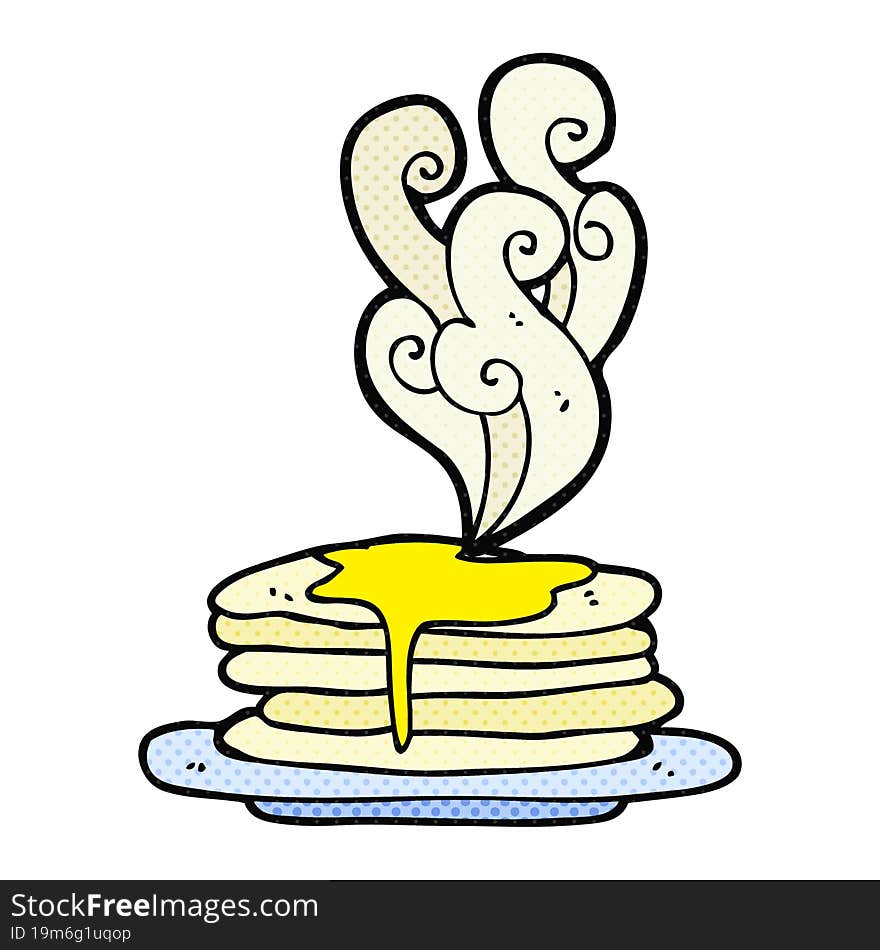 comic book style cartoon stack of pancakes