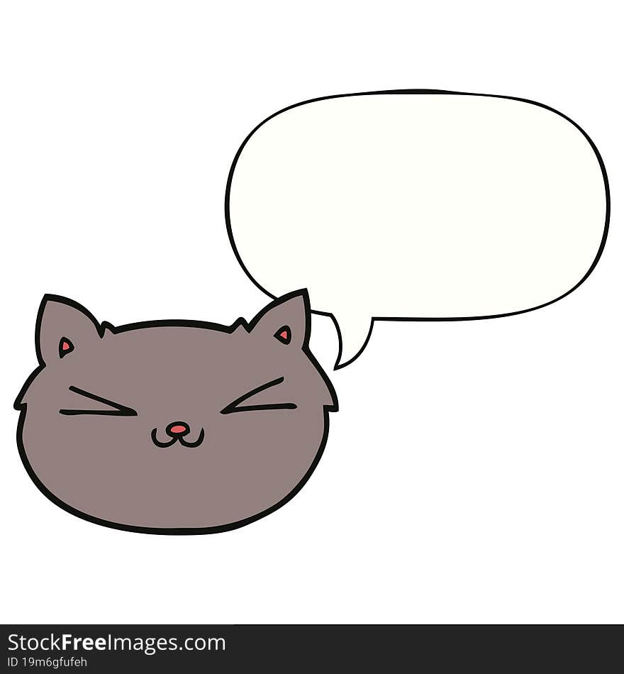 happy cartoon cat with speech bubble. happy cartoon cat with speech bubble