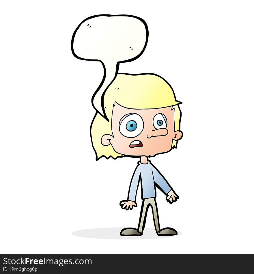 Cartoon Worried Boy With Speech Bubble