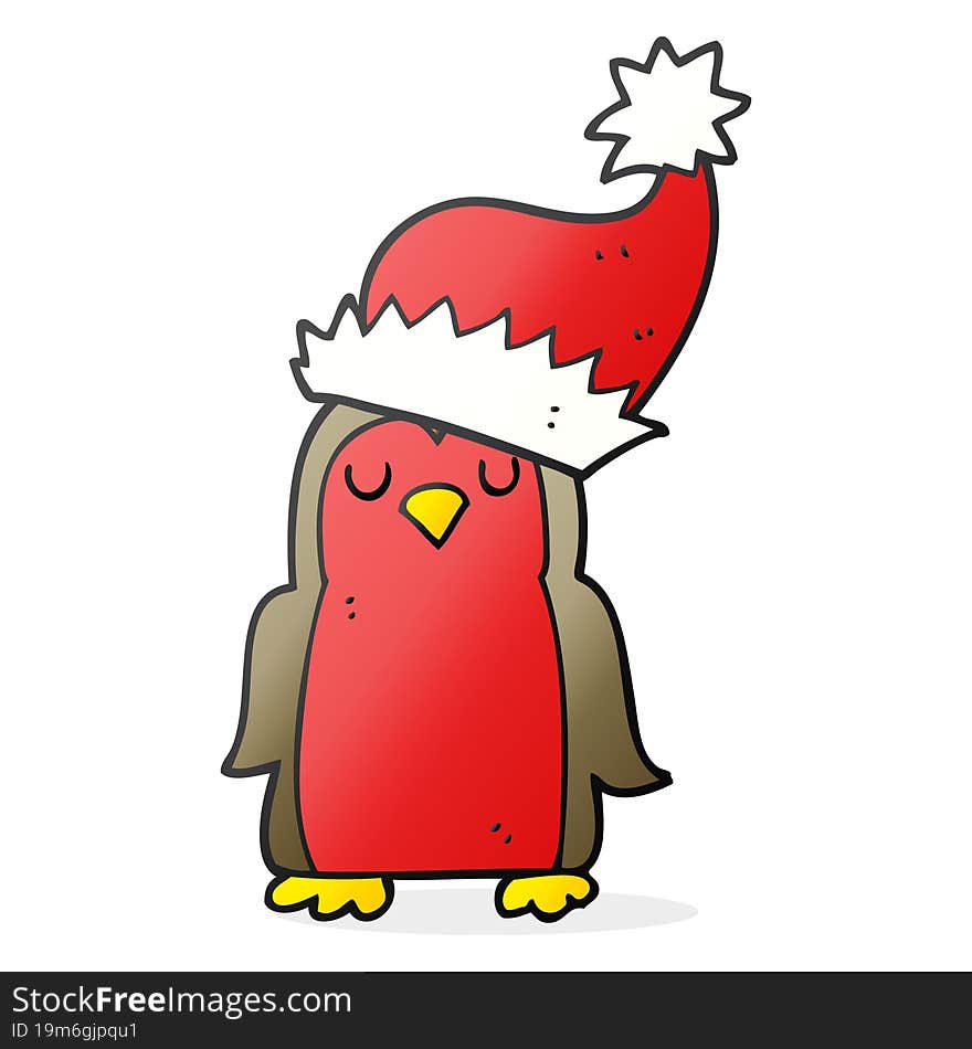 freehand drawn cartoon christmas robin