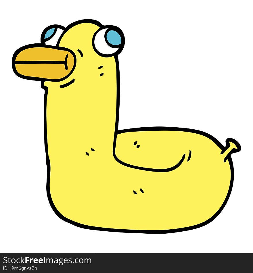 Hand Drawn Doodle Style Cartoon Yellow Ring Duck