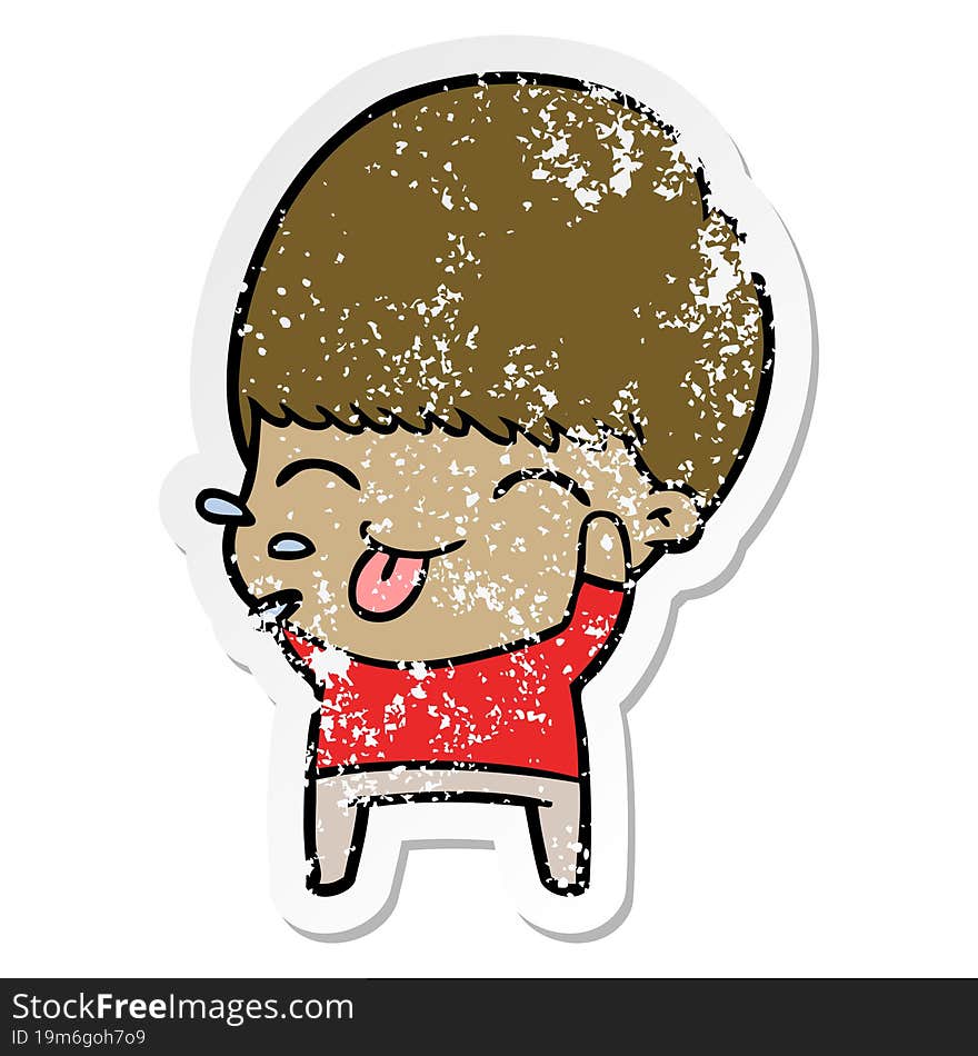 distressed sticker of a cartoon calm boy