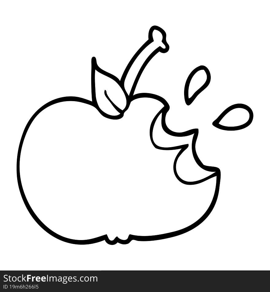 line drawing cartoon juicy bitten apple