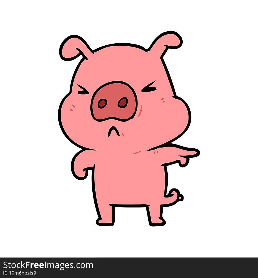 cartoon angry pig pointing. cartoon angry pig pointing