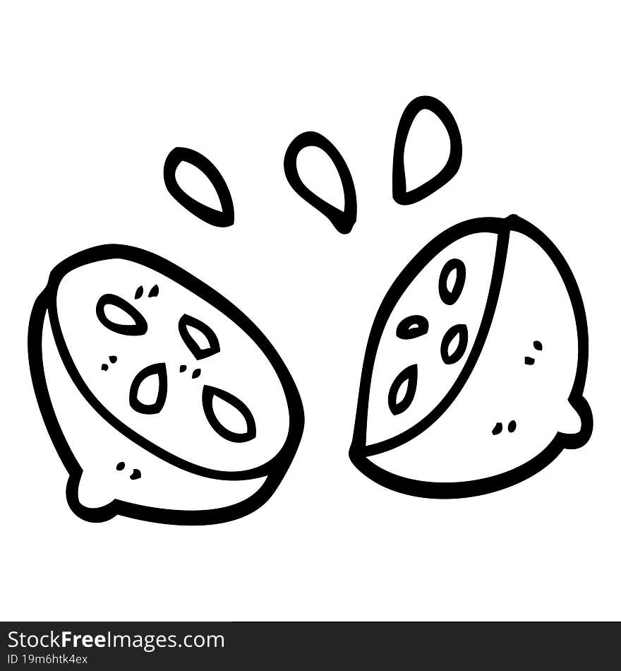 line drawing cartoon of a halved lime