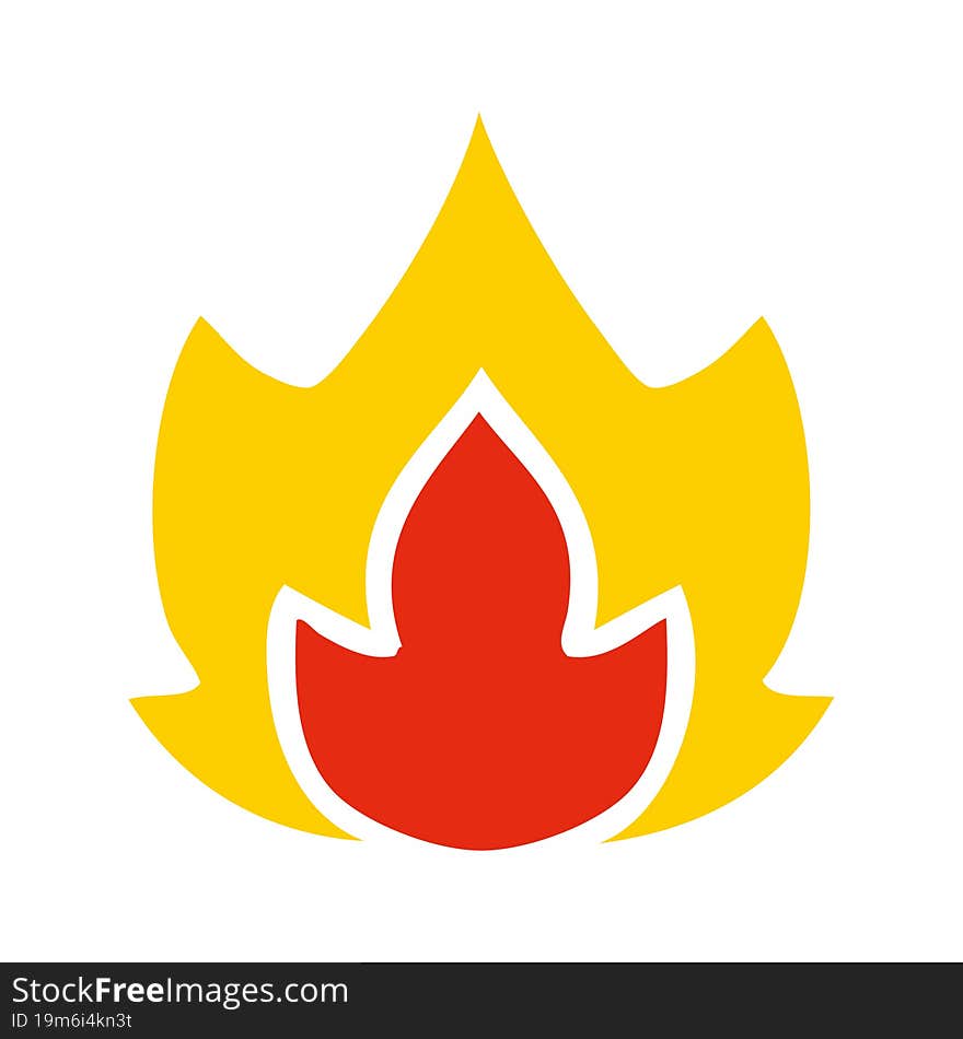 flat color retro cartoon of a fire